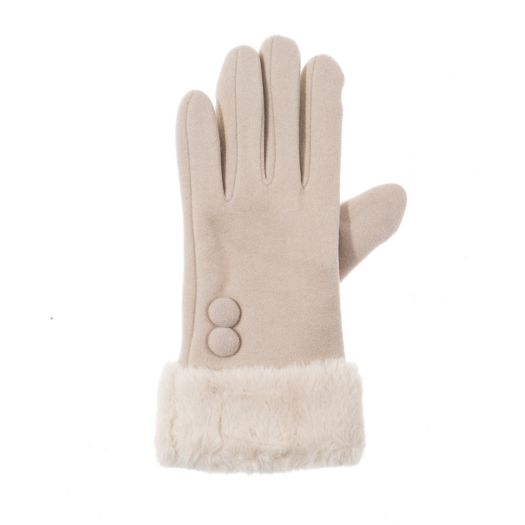 Handschuhe meliert mit Besatz aus Kunstfell