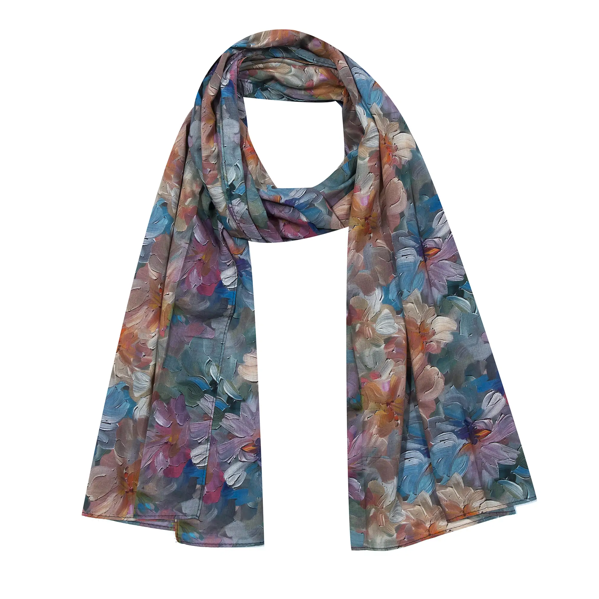 Schal mit malerischen Blumen 