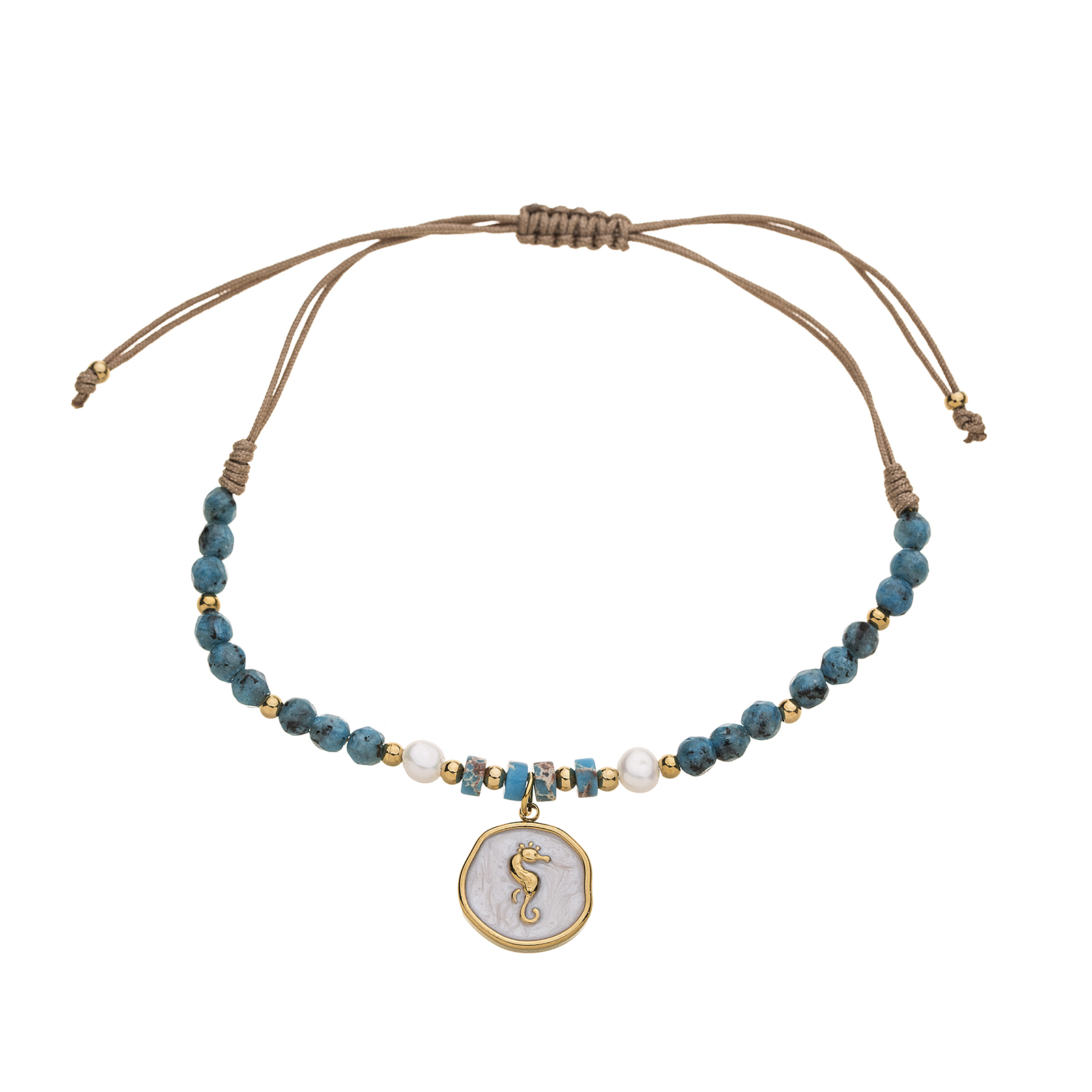 Zugarmband Naturstein Seepferdchen