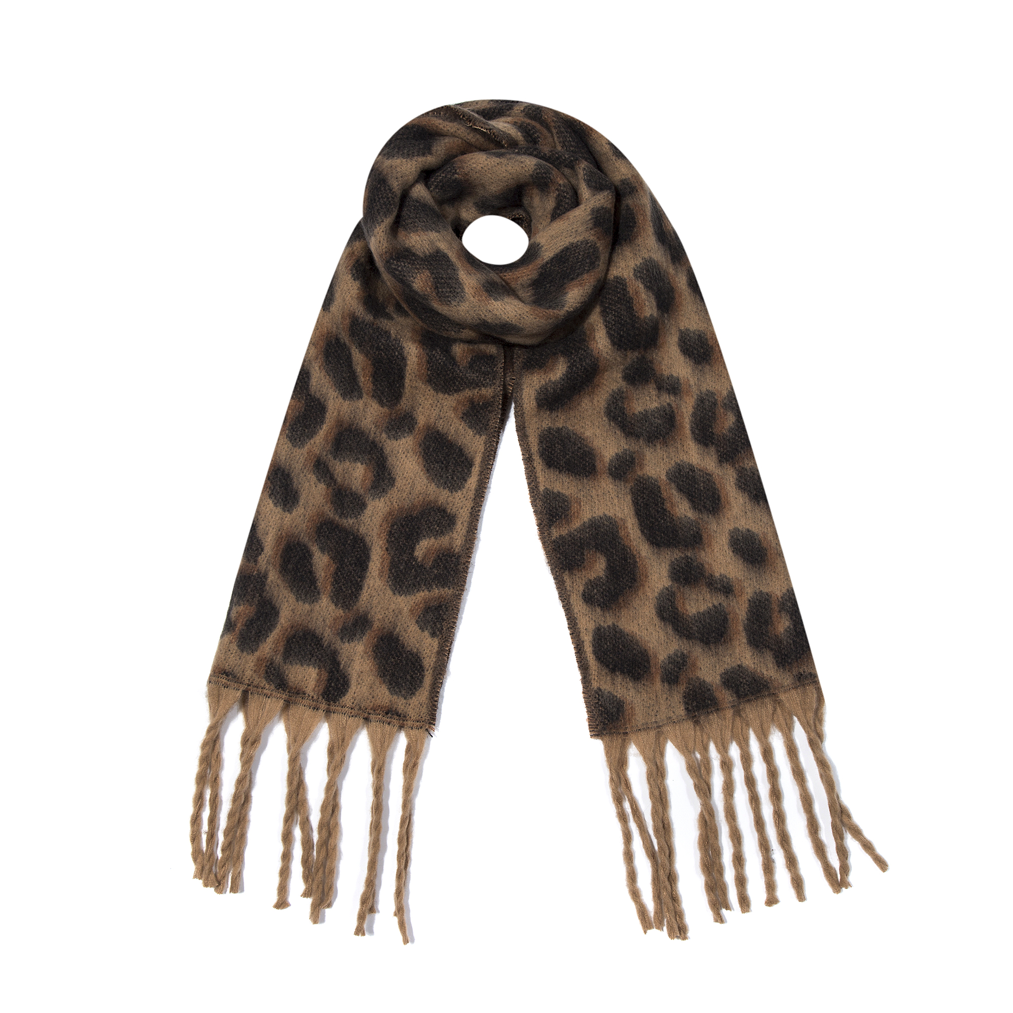 Fransenschal Leopard XXL