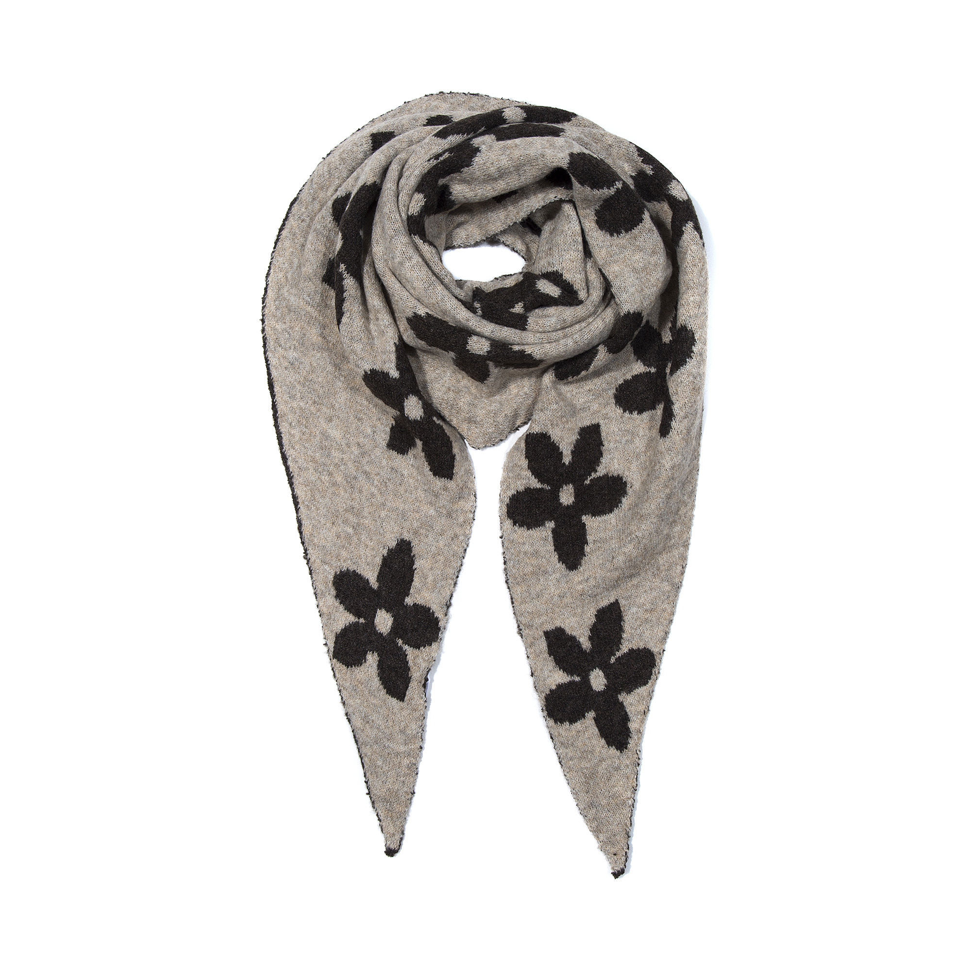 Dreieckstuch Strick Blumenmotiv