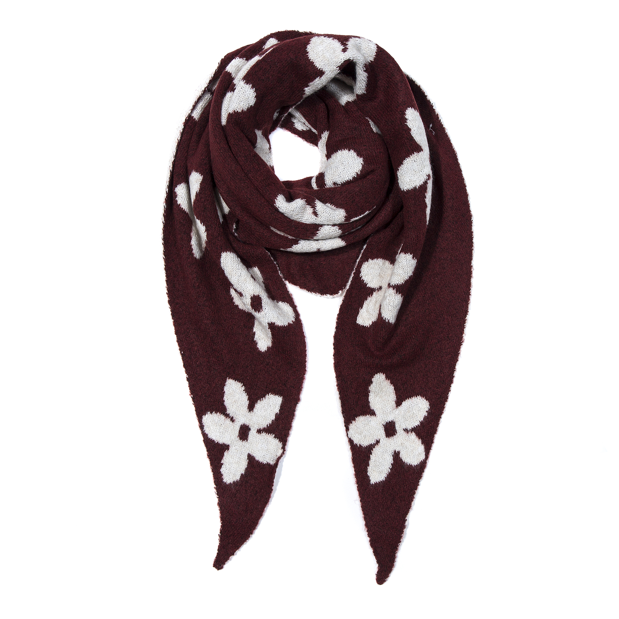 Dreieckstuch Strick Blumenmotiv