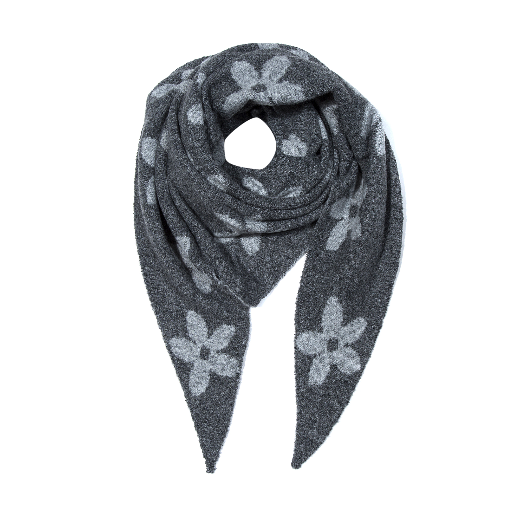 Dreieckstuch Strick Blumenmotiv