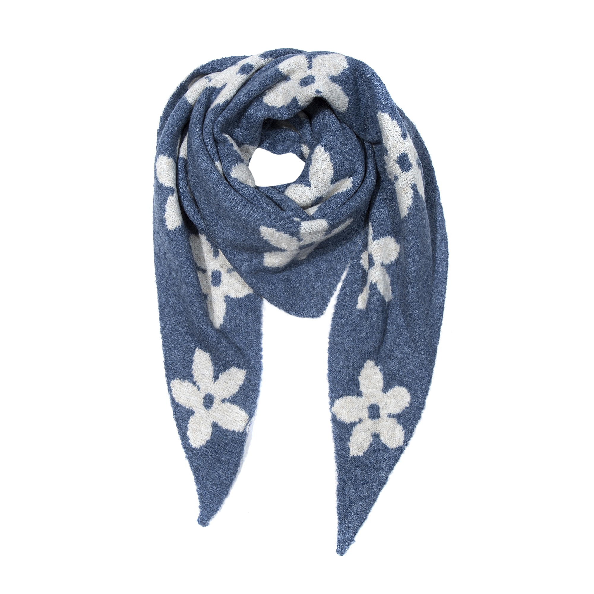 Dreieckstuch Strick Blumenmotiv